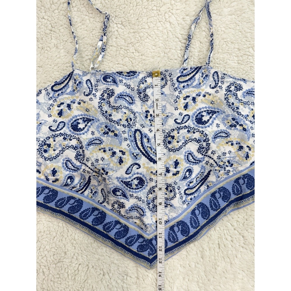 Midnight Sky Boho Crop Top Large Cotton Flax Blend Short Sleeve Festival - Picture 6 of 9